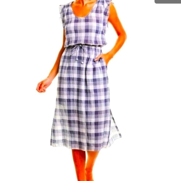 Lilla P Navy Gingham checked midi dress, small, mature, gingham, classic - Picture 1 of 11